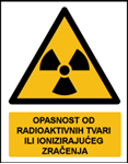 Picture of W003 - OPASNOST OD RADIOAKTIVNIH TVARI ILI IONIZIRAJUĆEG ZRAČENJA (CS-OP-008) - PVC ploča 180x230 mm