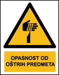 Picture of W022 - OPASNOST OD OŠTRIH PREDMETA (CS-OP-122) - PVC ploča 260x340 mm