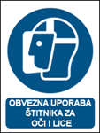 Picture of M013 - OBVEZNA UPORABA ŠTITNIKA ZA OČI I LICE (CS-OB-008) - PVC ploča 260x340 mm