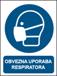 Picture of M016 - OBVEZNA UPORABA RESPIRATORA (CS-OB-009) - PVC ploča 180x230 mm