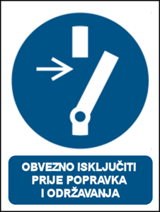 Picture of M021 - OBVEZNO ISKLJUČITI PRIJE POPRAVKA I ODRŽAVANJA (CS-OB-037)