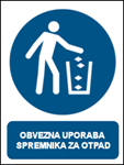 Picture of M030 - OBVEZNA UPORABA SPREMNIKA ZA OTPAD (CS-OB-130) - PVC ploča 260x340 mm