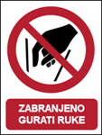 Picture of P015 - ZABRANJENO GURATI RUKE (CS-ZA-054) - PVC ploča 260x340 mm