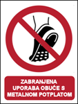 Picture of P035 - ZABRANJENA UPORABA OBUĆE S METALNOM POTPLATOM (CS-ZA-135) - PVC ploča 260x340 mm