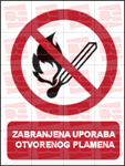 Picture of P003 - ZABRANJENA UPORABA OTVORENOG PLAMENA (CS-ZA-002) - PVC ploča 260x340 mm