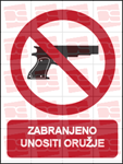 Picture of CS-ZA-040 - ZABRANJENO UNOSITI ORUŽJE - naljepnica 100x120 mm