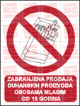 Picture of CS-ZA-113 - ZABRANJENA PRODAJA DUHANSKIH PROIZVODA - naljepnica 100x120 mm