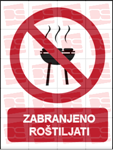 Picture of CS-ZA-204 - ZABRANJENO ROŠTILJATI - PVC ploča 180x230 mm