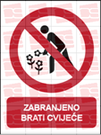 Picture of CS-ZA-205 - ZABRANJENO BRATI CVIJEĆE - PVC ploča 180x230 mm